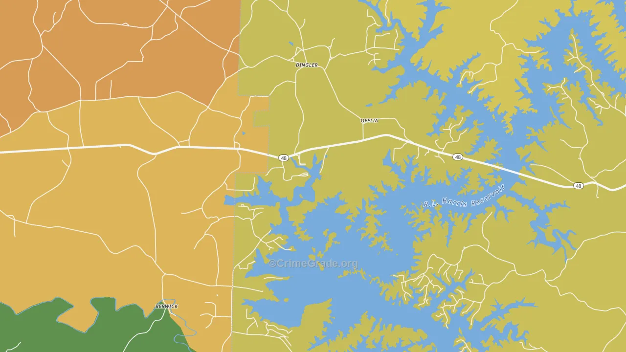 Ofelia, AL Map of Robbery Rates