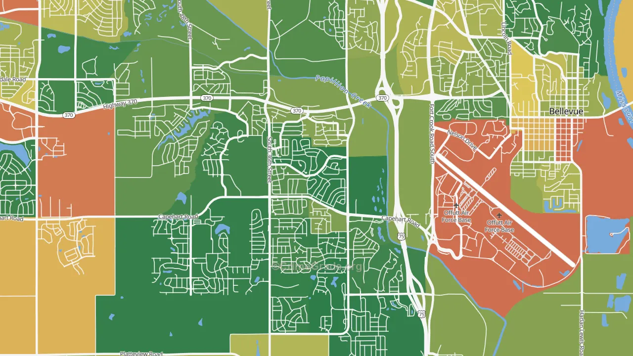 Offutt AFB, NE Map of Robbery Rates