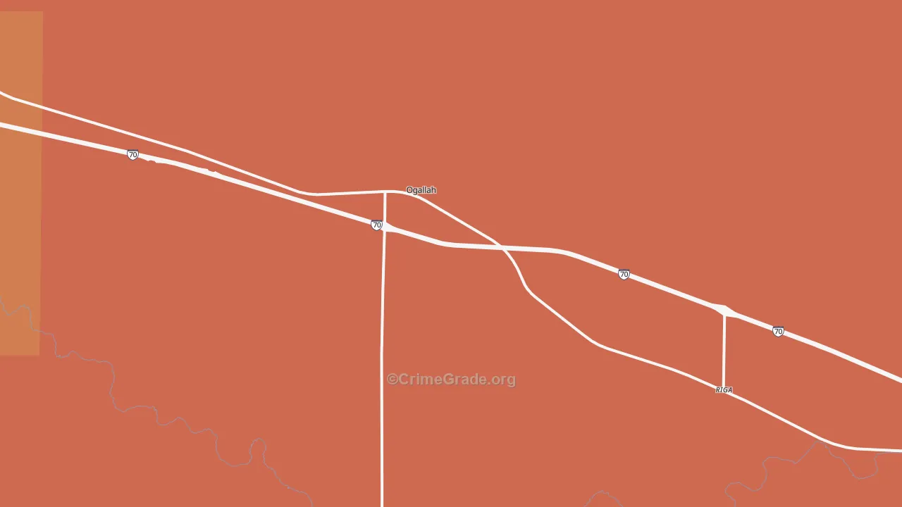 Ogallah, KS Map of Robbery Rates