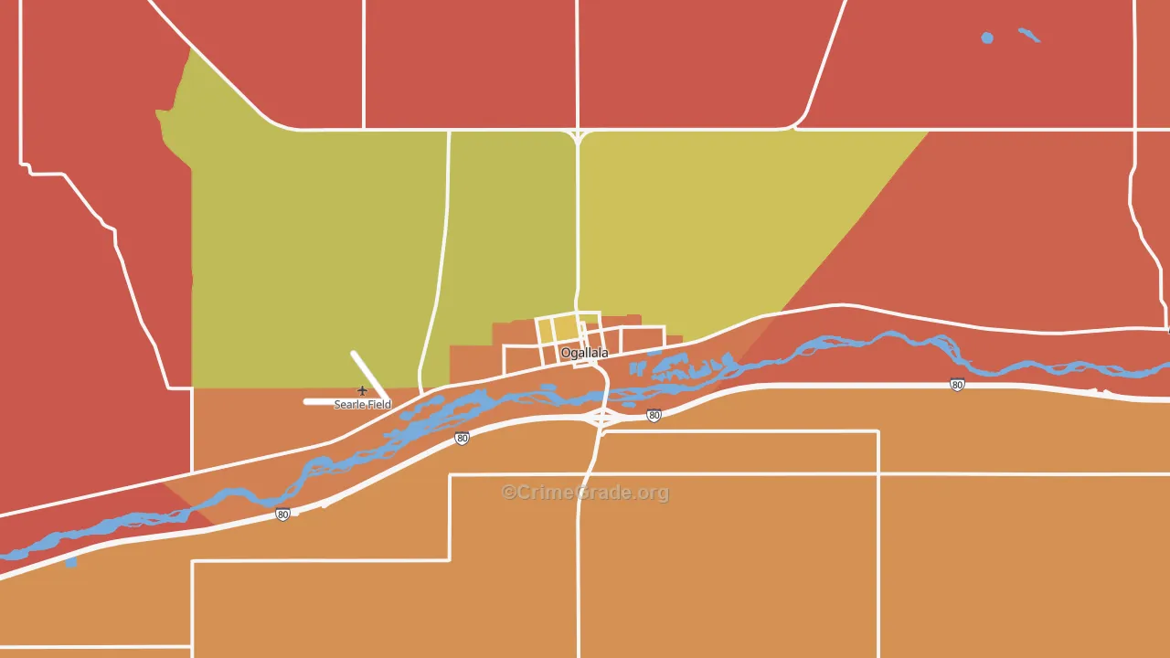 Ogallala, NE Map of Robbery Rates