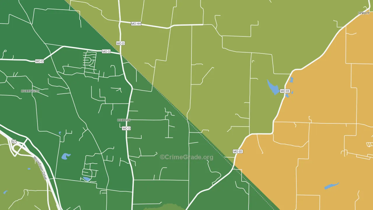 Ogborn, MO Map of Robbery Rates