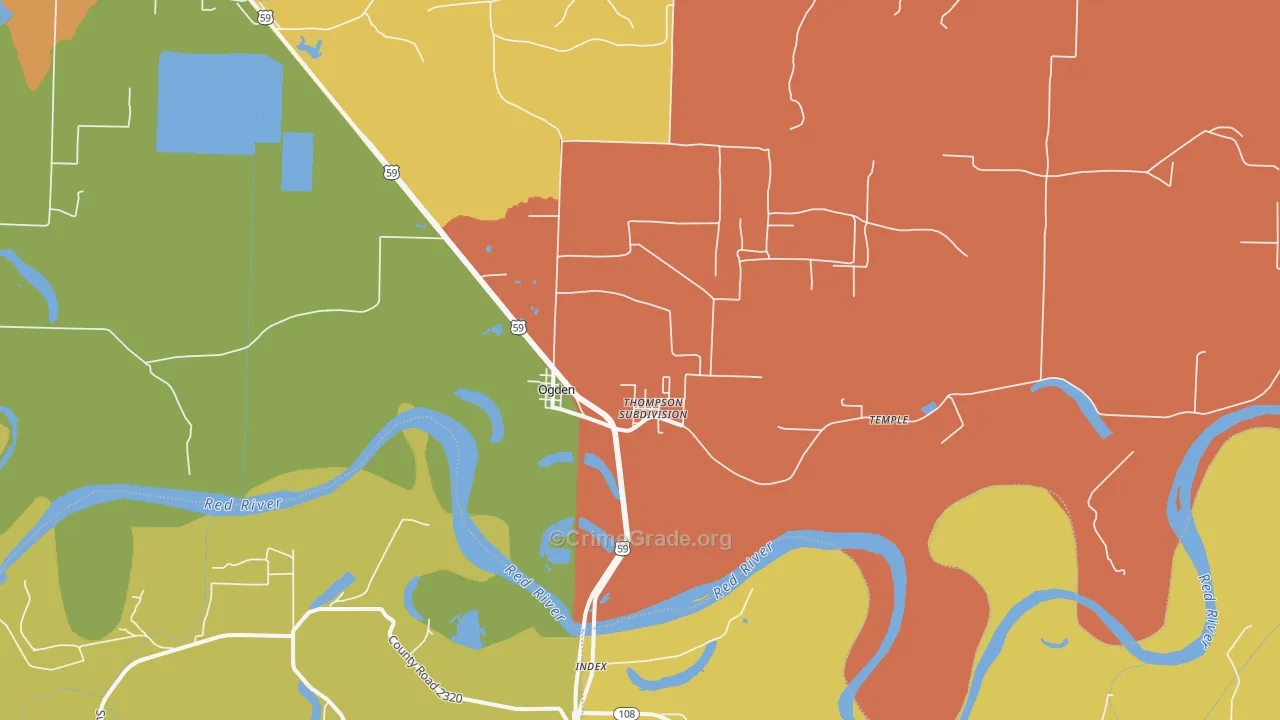 Ogden, AR Map of Robbery Rates