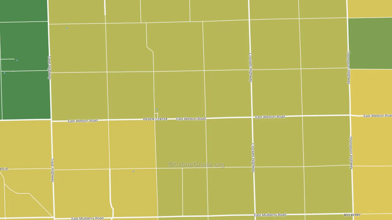 Ogden Center, MI Map of Robbery Rates