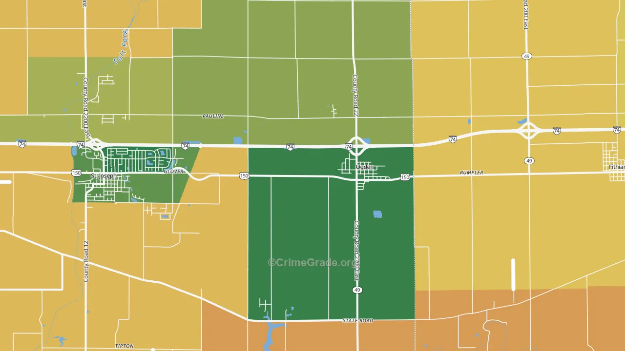 Ogden, IL Map of Robbery Rates