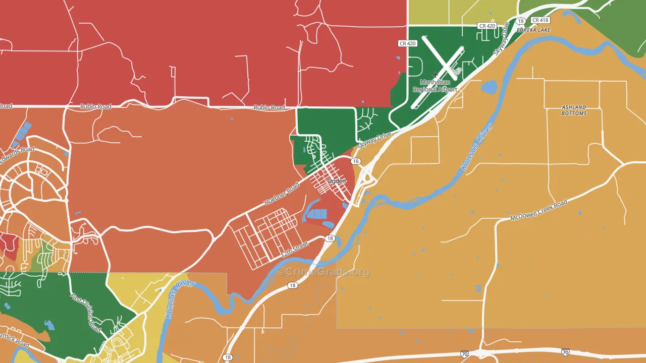 Ogden, KS Map of Robbery Rates