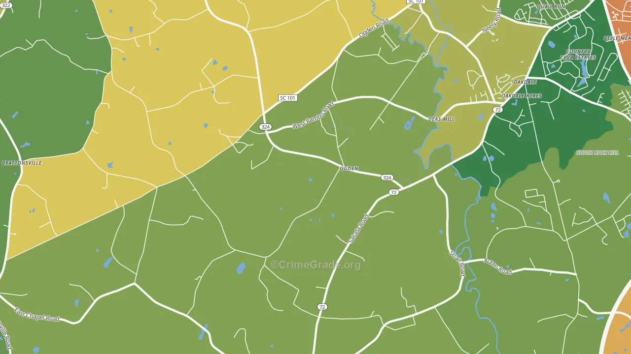 Ogden, SC Map of Robbery Rates