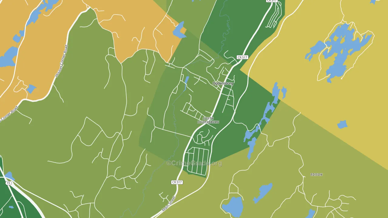 Ogdensburg, NJ Map of Robbery Rates