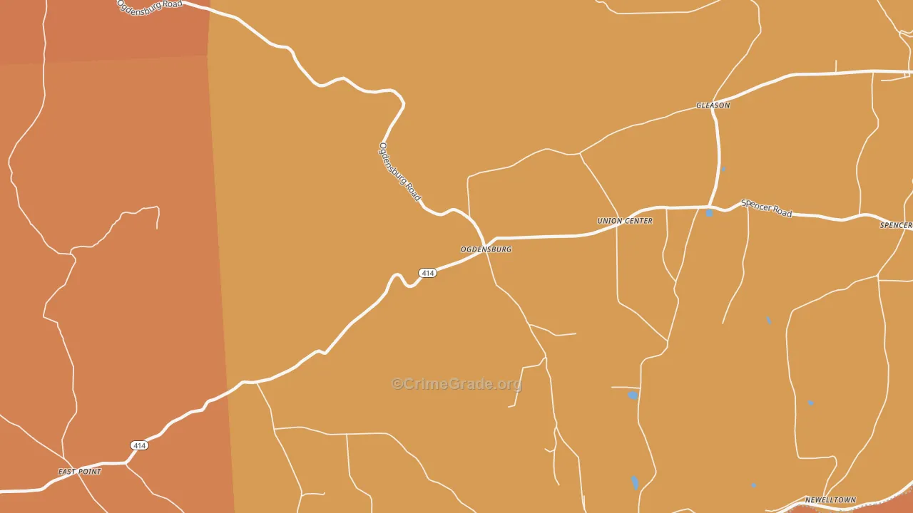 Ogdensburg, PA Map of Robbery Rates