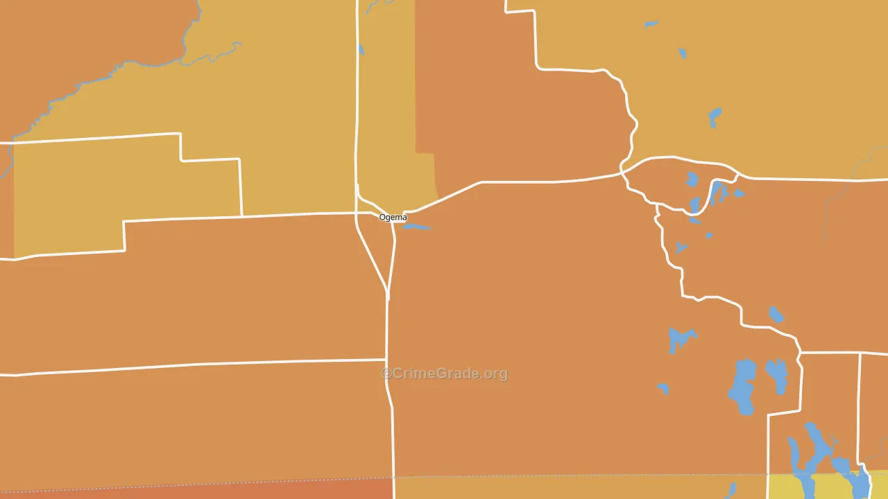 Ogema, WI Map of Robbery Rates
