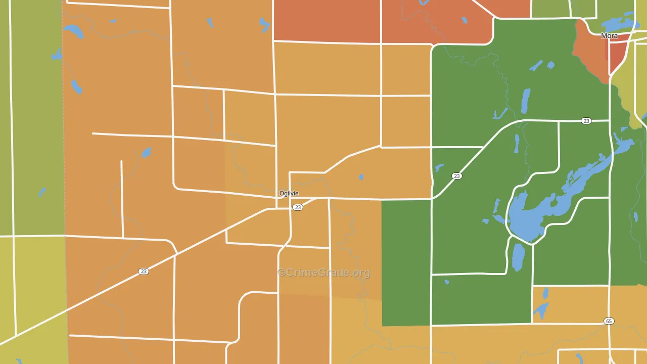 Ogilvie, MN Map of Robbery Rates