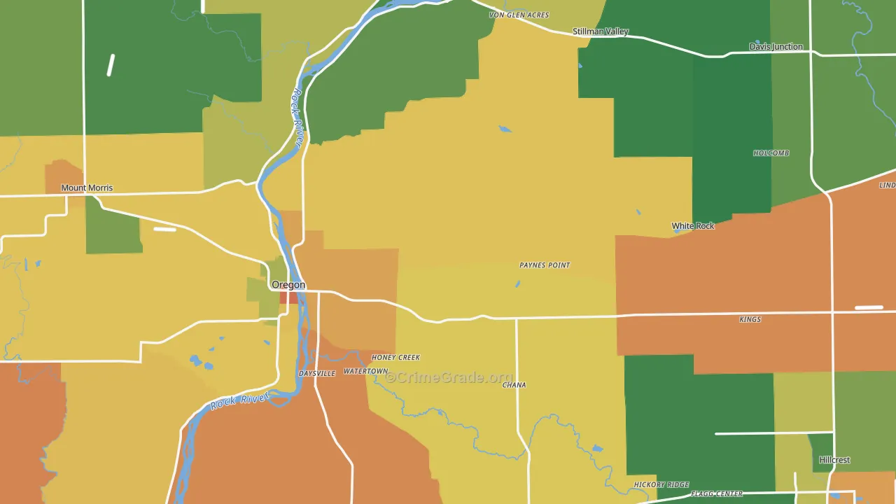 Ogle County, IL Map of Robbery Rates