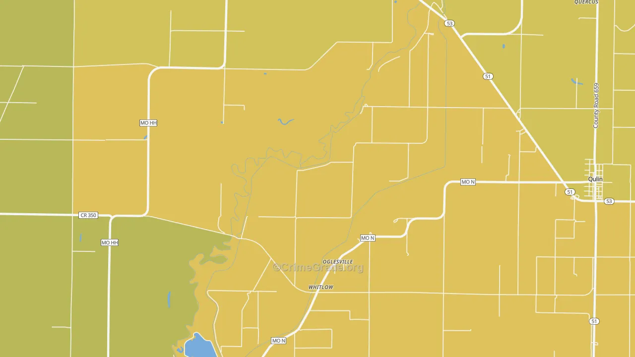Oglesville, MO Map of Robbery Rates