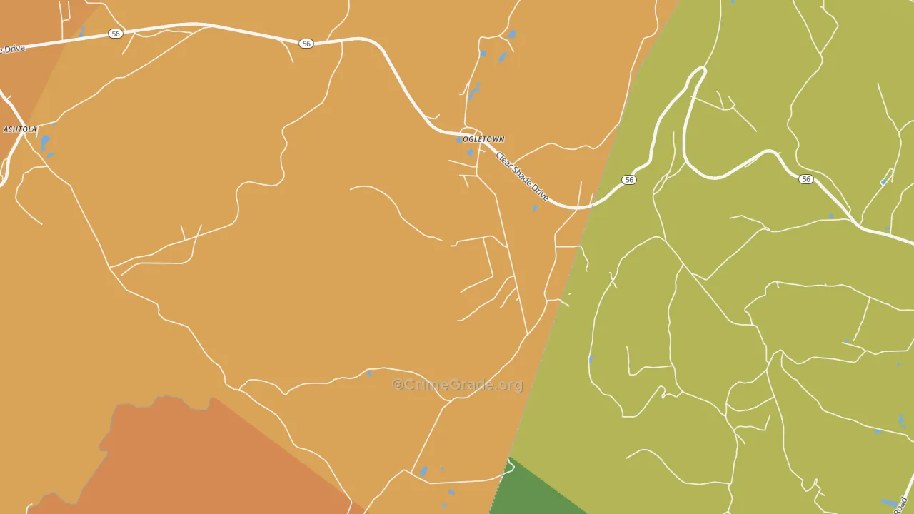 Ogletown, PA Map of Robbery Rates