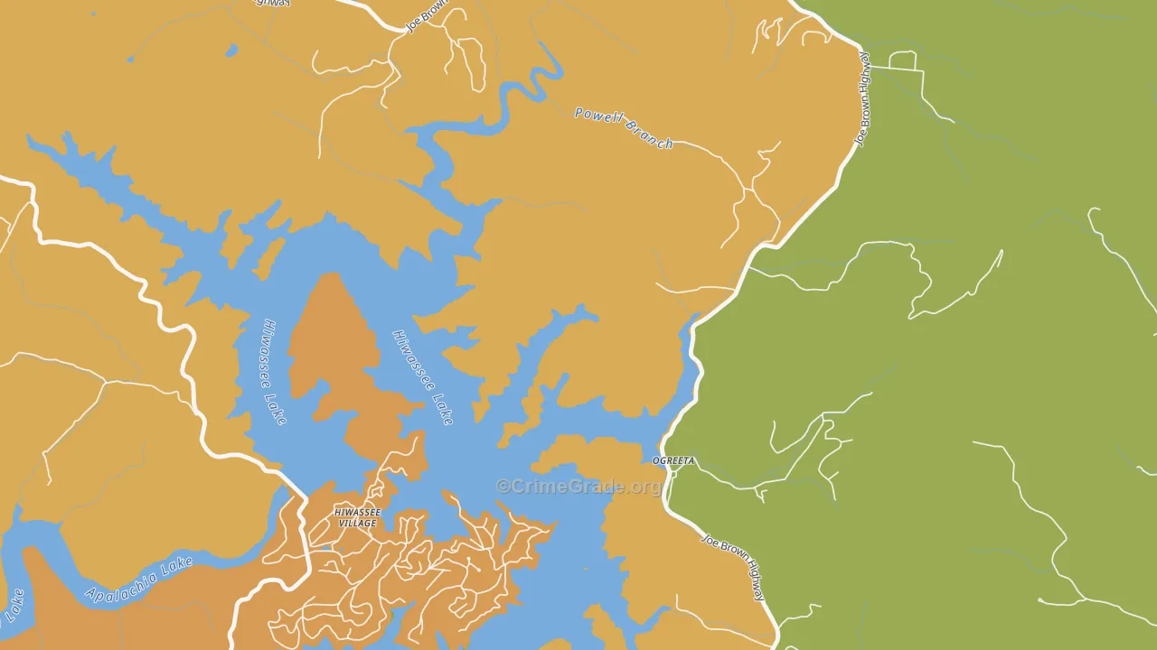 Ogreeta, NC Map of Robbery Rates