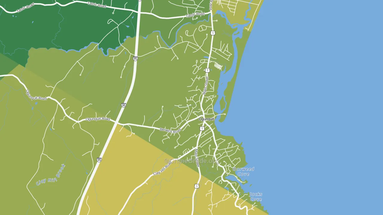 Ogunquit, ME Map of Robbery Rates