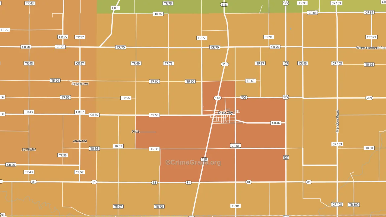 Ohio City, OH Map of Robbery Rates