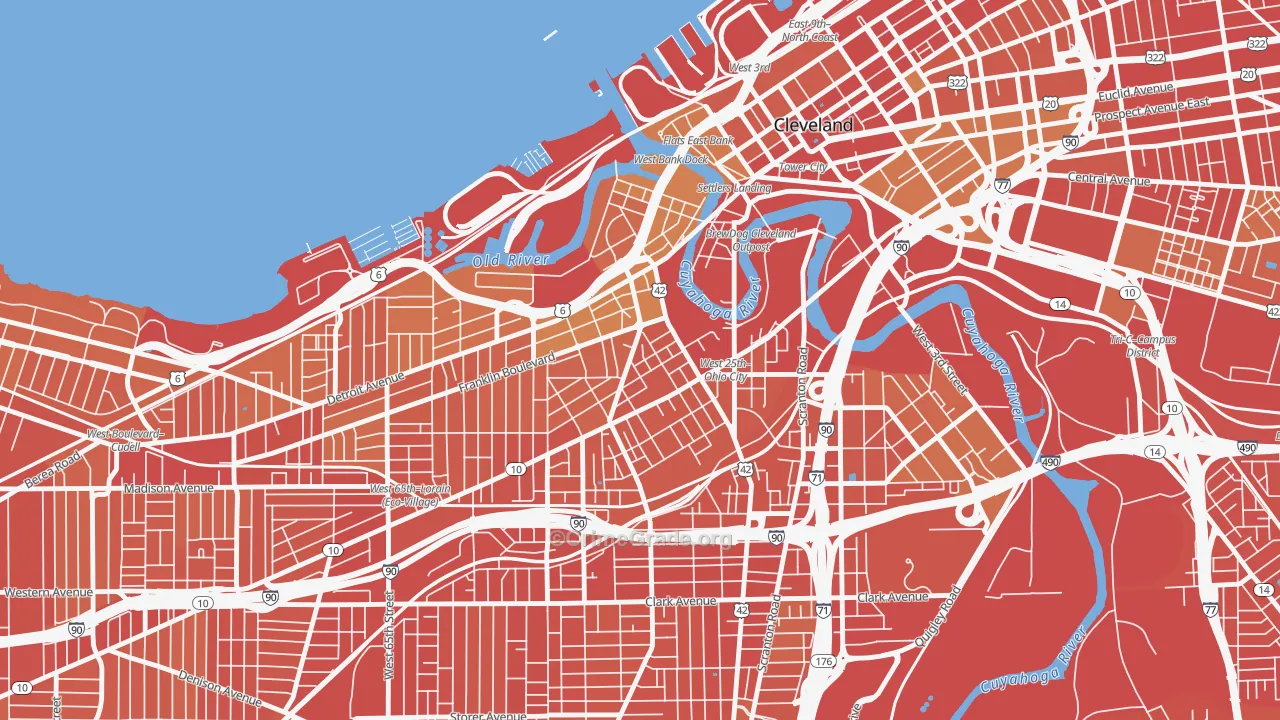 Ohio City-West Side, Cleveland, OH Map of Robbery Rates