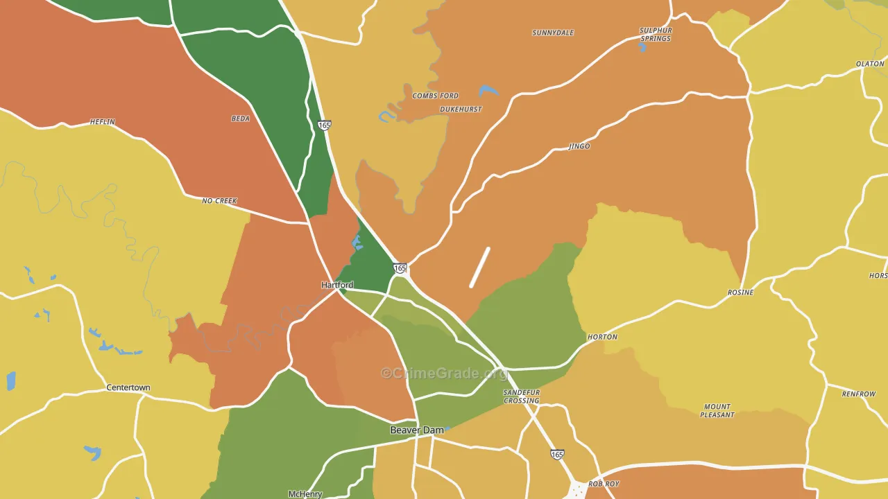 Ohio County, KY Map of Robbery Rates