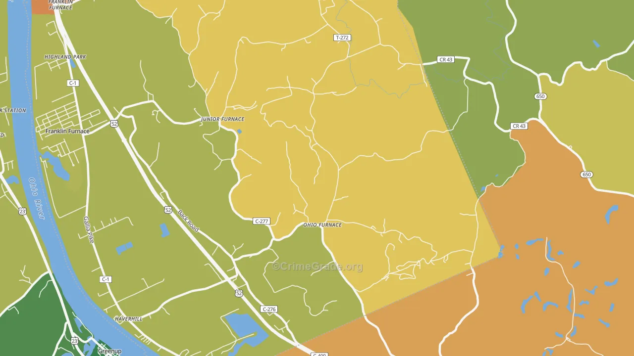 Ohio Furnace, OH Map of Robbery Rates