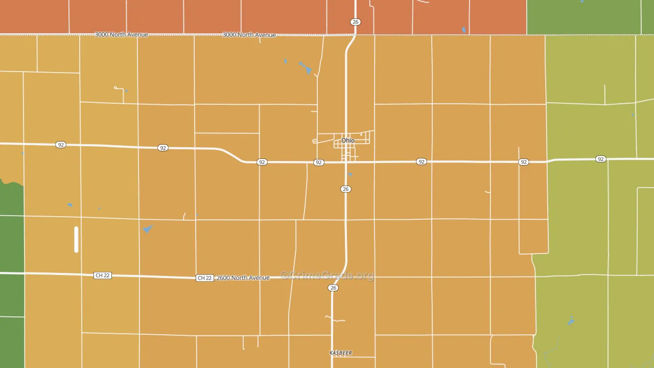 Ohio, IL Map of Robbery Rates