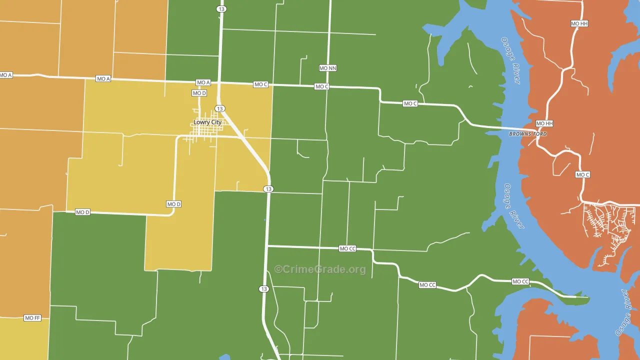 Ohio, MO Map of Robbery Rates