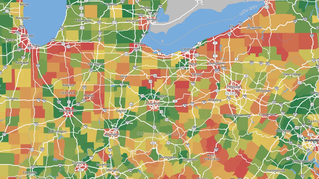 Ohio Map of Robbery Rates