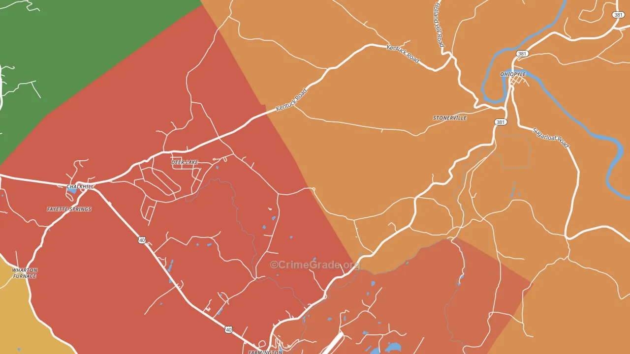 Ohiopyle, PA Map of Robbery Rates