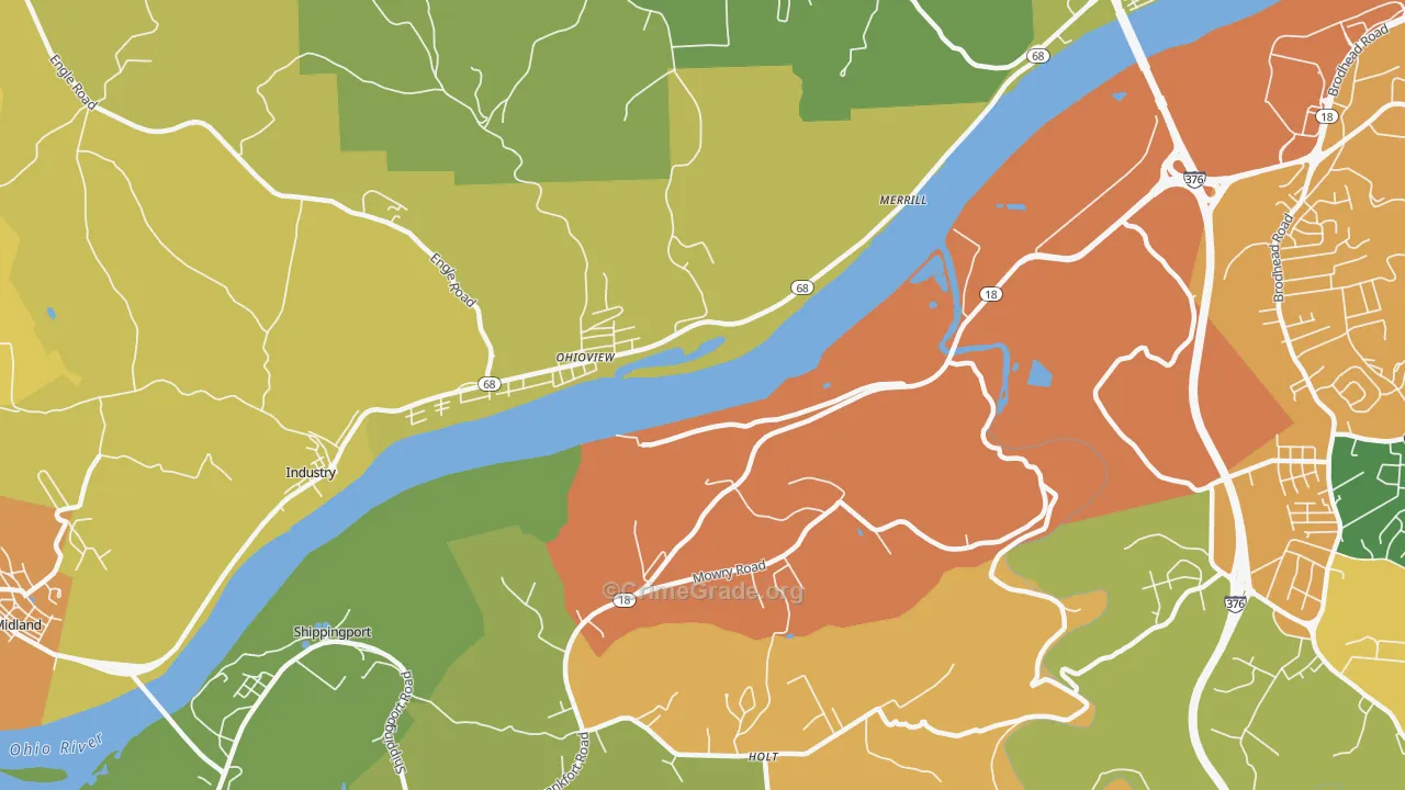 Ohioview, PA Map of Robbery Rates