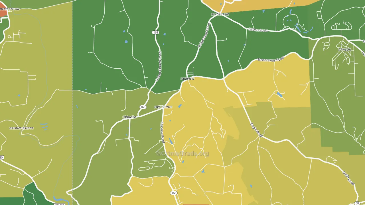 Ohioville, PA Map of Robbery Rates