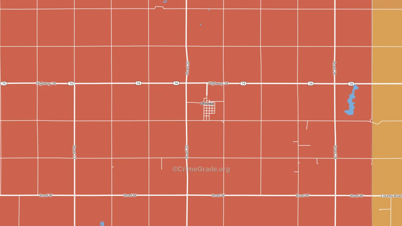 Ohiowa, NE Map of Robbery Rates