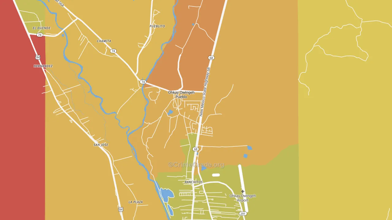 Ohkay Owingeh, NM Map of Robbery Rates
