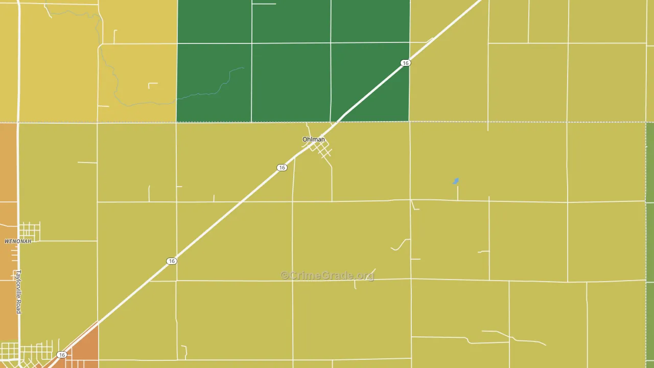 Ohlman, IL Map of Robbery Rates