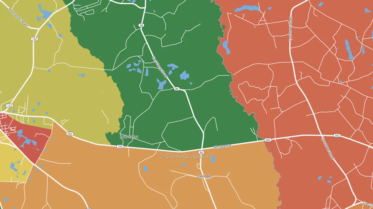 Ohoopee, GA Map of Robbery Rates