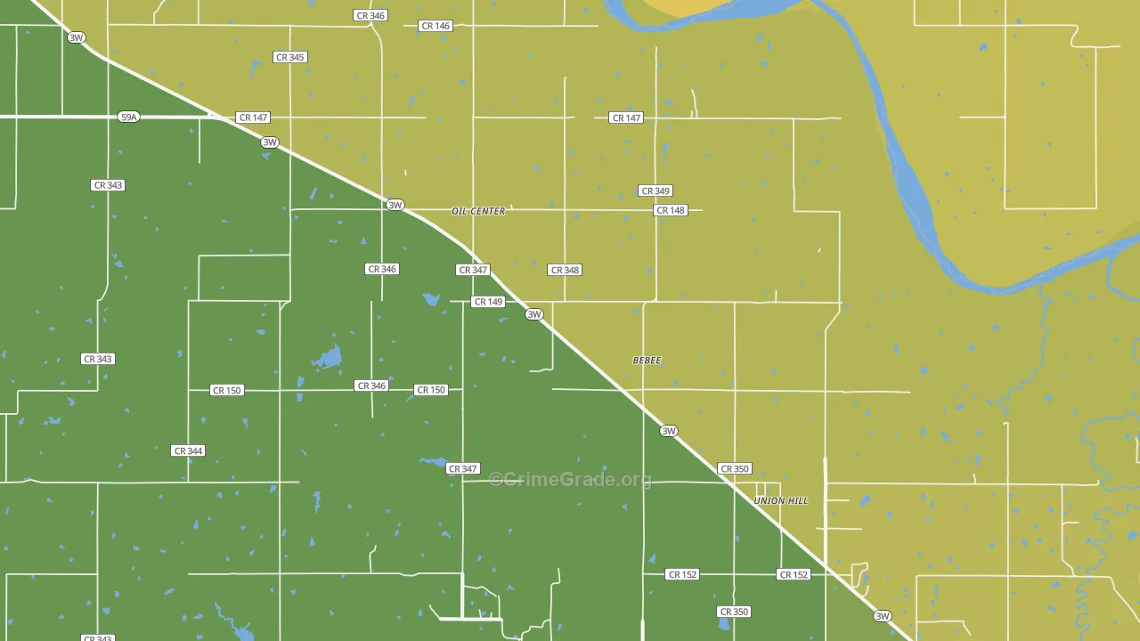 Oil Center, OK Map of Robbery Rates