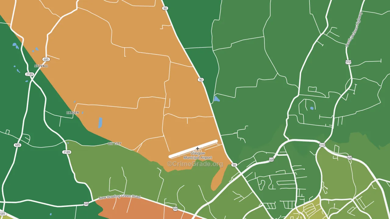 Oil City, KY Map of Robbery Rates