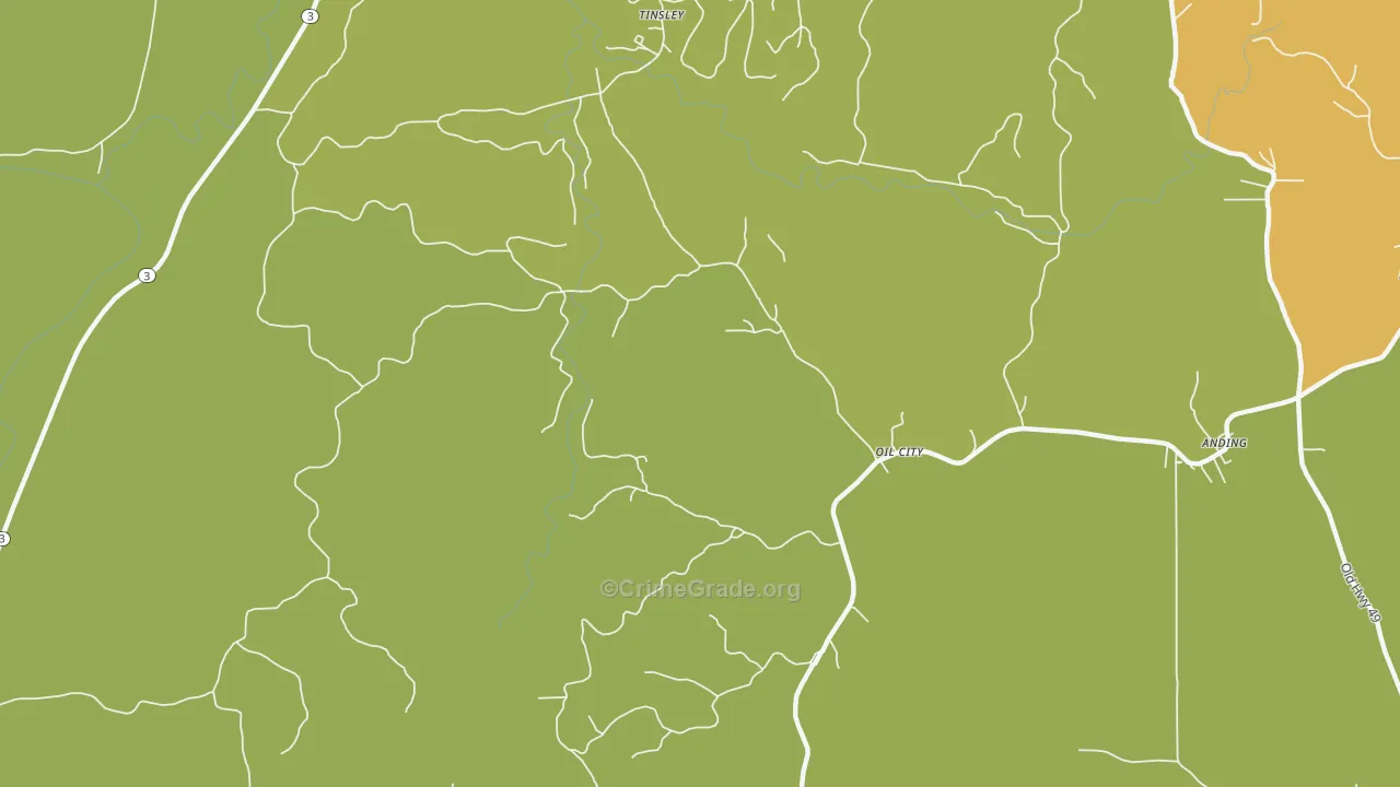 Oil City, MS Map of Robbery Rates
