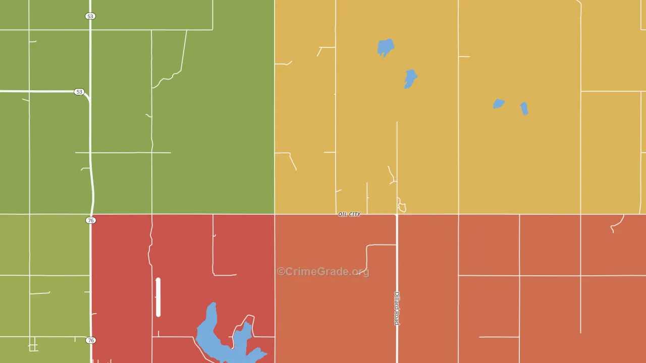 Oil City, OK Map of Robbery Rates