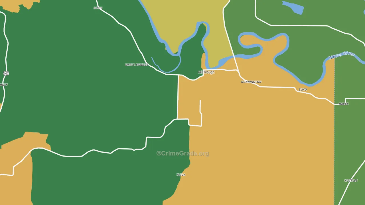 Oil Trough, AR Map of Robbery Rates