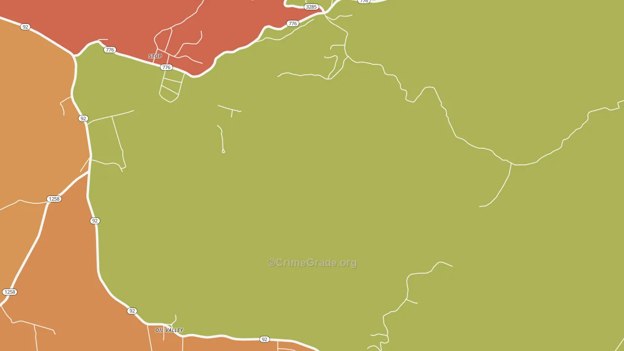 Oil Valley, KY Map of Robbery Rates
