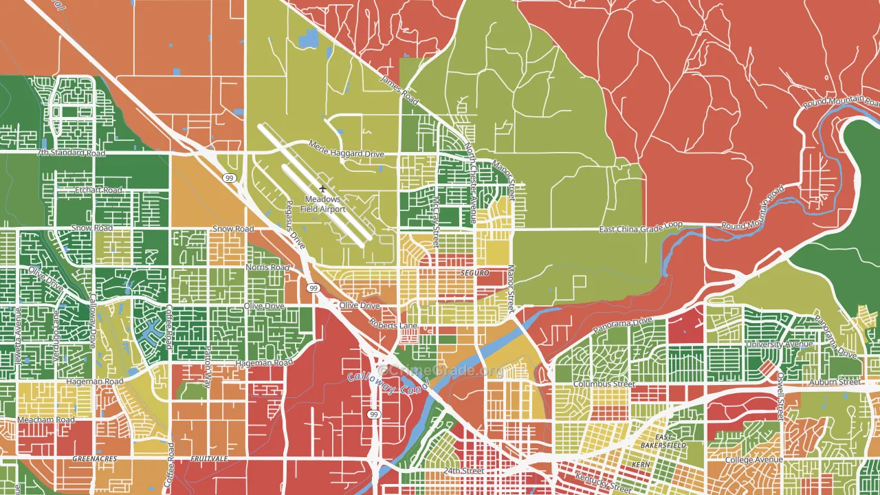 Oildale, CA Map of Robbery Rates