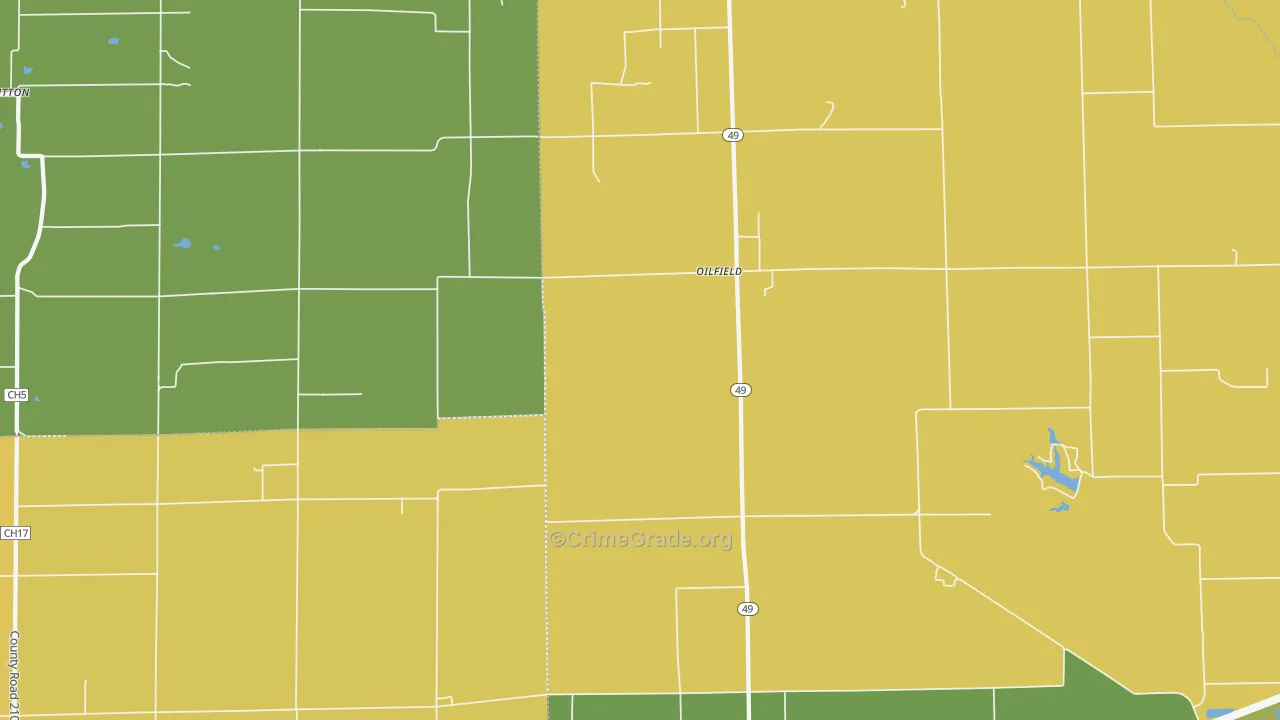 Oilfield, IL Map of Robbery Rates
