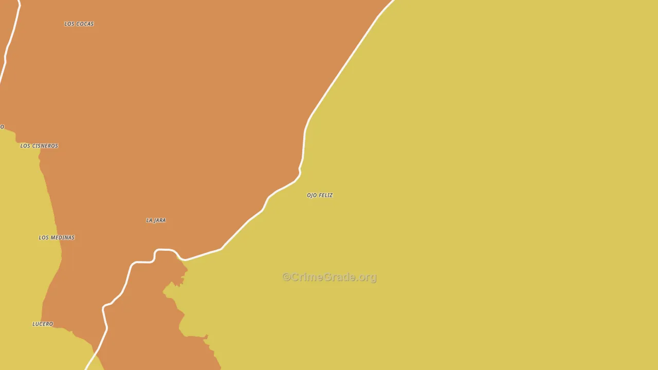 Ojo Feliz, NM Map of Robbery Rates