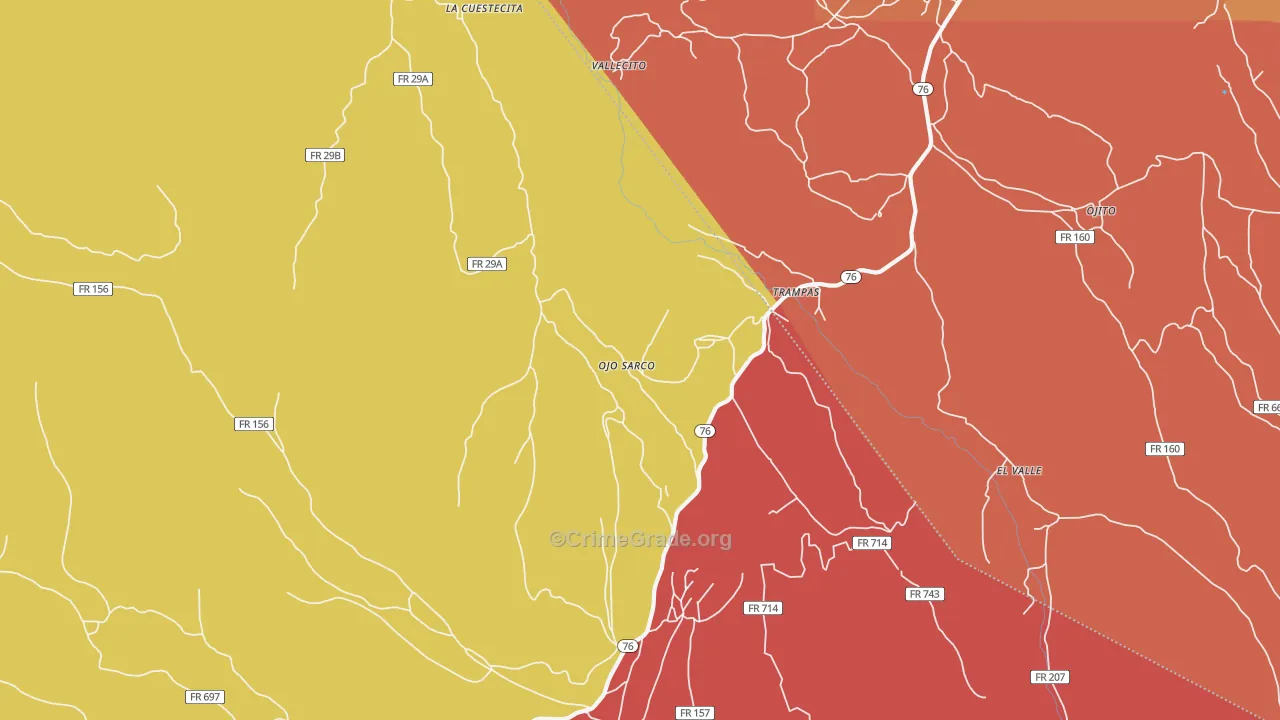 Ojo Sarco, NM Map of Robbery Rates