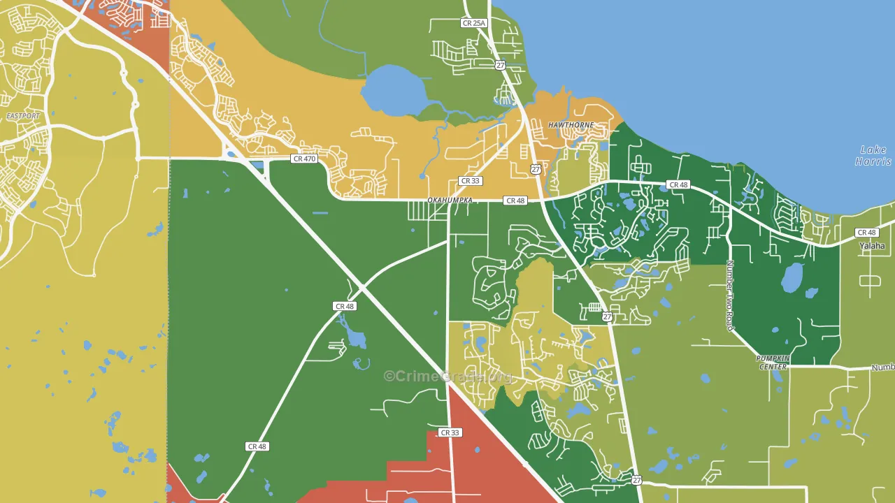 Okahumpka, FL Map of Robbery Rates