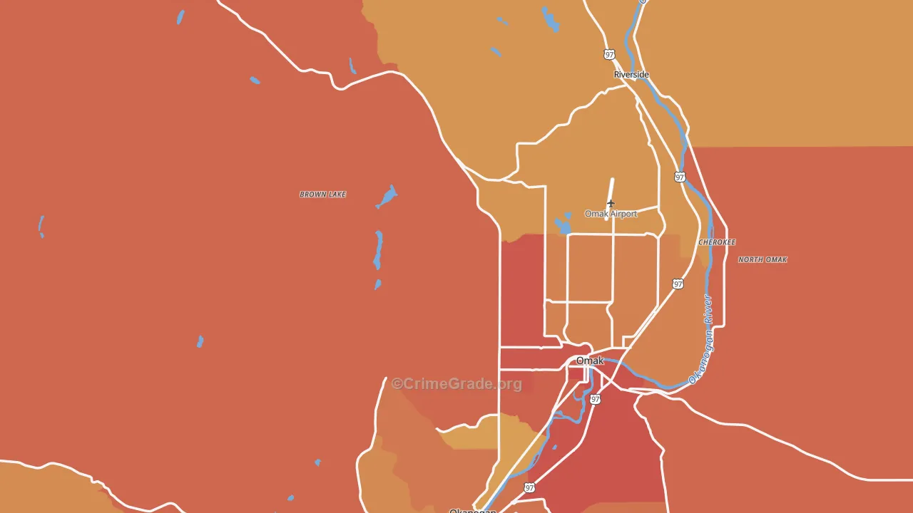 Okanogan County, WA Map of Robbery Rates