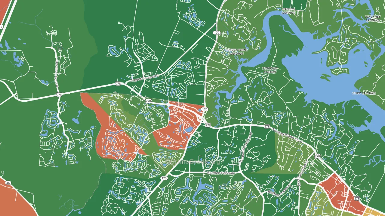 Okatie, SC Map of Robbery Rates
