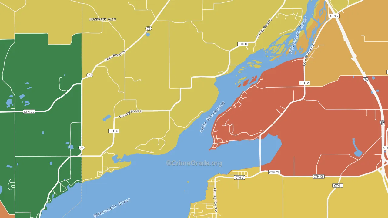 Okee, WI Map of Robbery Rates
