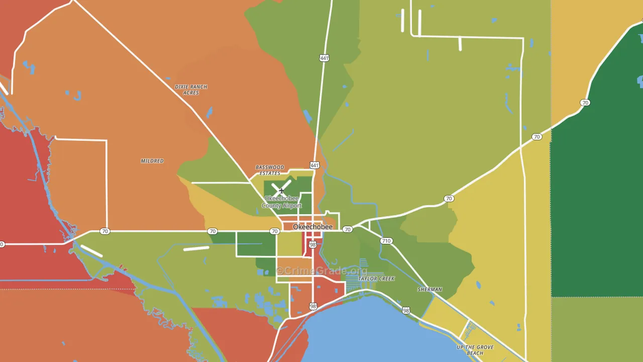 Okeechobee County, FL Map of Robbery Rates