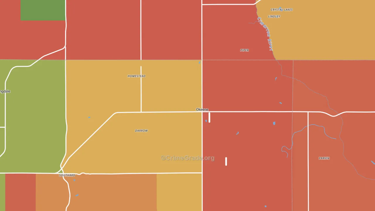 Okeene, OK Map of Robbery Rates