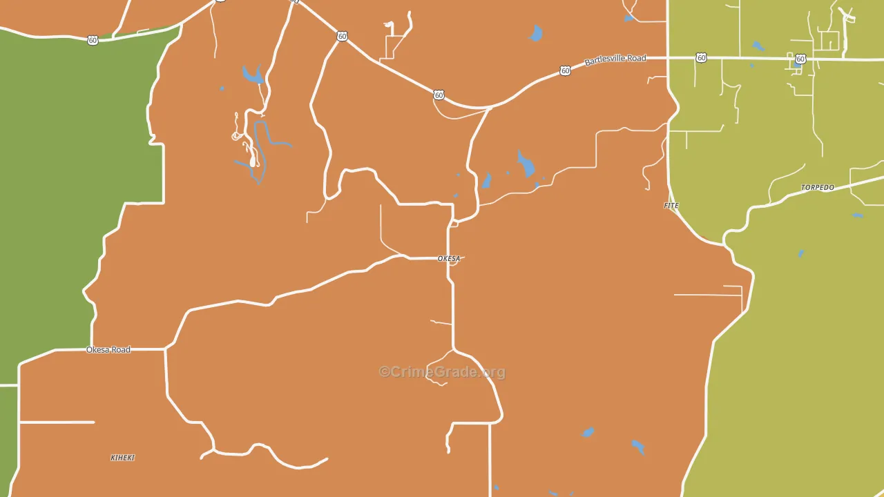 Okesa, OK Map of Robbery Rates
